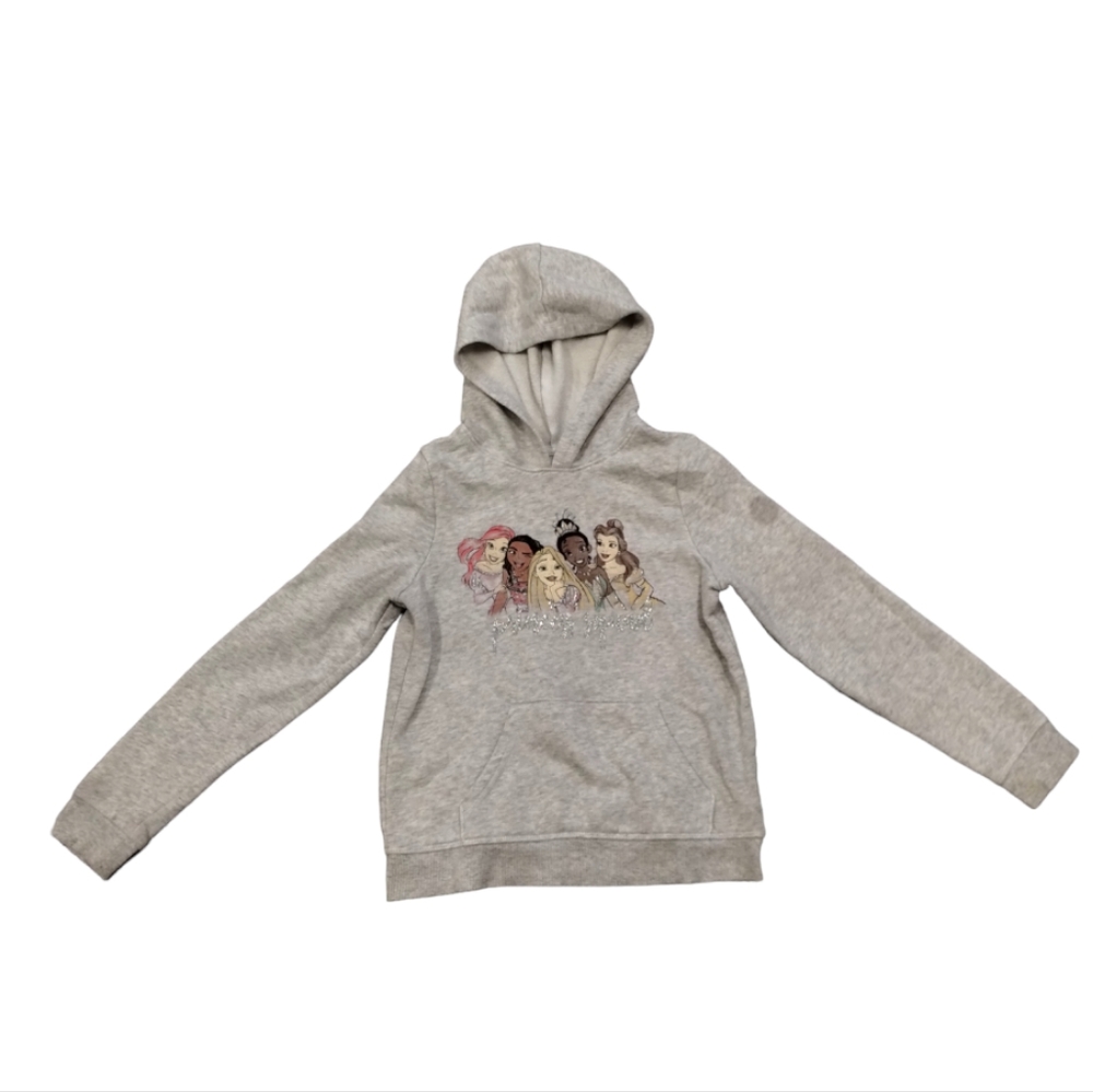•Disney Jumping Beans Gray Princess Squad Pullover Hoodie Softest Fleece size 8